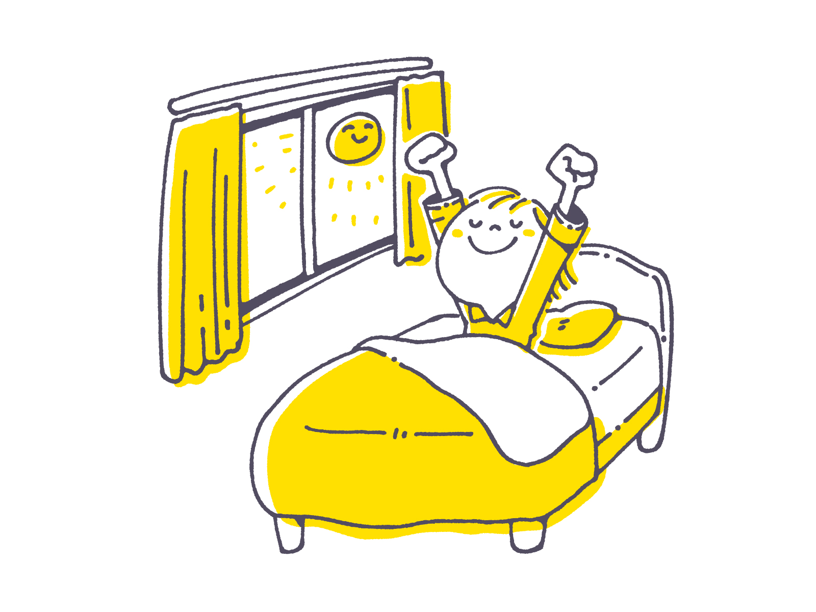 空気清浄機で快適な朝を迎える様子